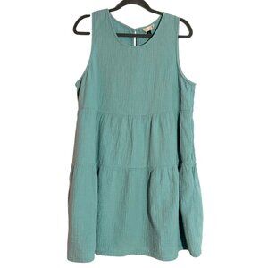 Universal Thread Women's Gauzy Seafoam Sleeveless Tiered Dress Pockets Size XXL